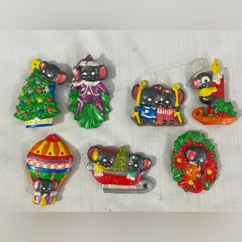 Vintage‎ Albertas ceramic mouse ornaments